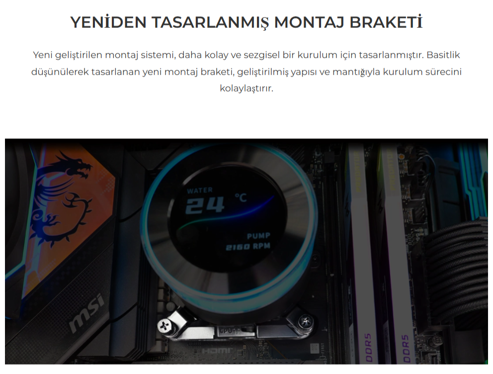 Lian Li Hydro-Shift II LCD-C 360N Siyah Fansız İşlemcı Sıvı Soğutucu