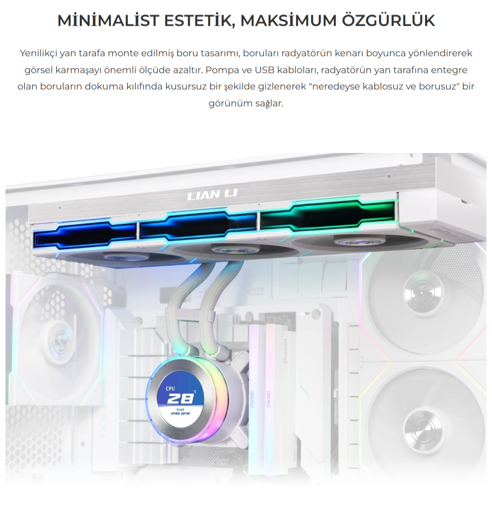 Lian Li Hydro-Shift II LCD-C 360N Siyah Fansız İşlemcı Sıvı Soğutucu