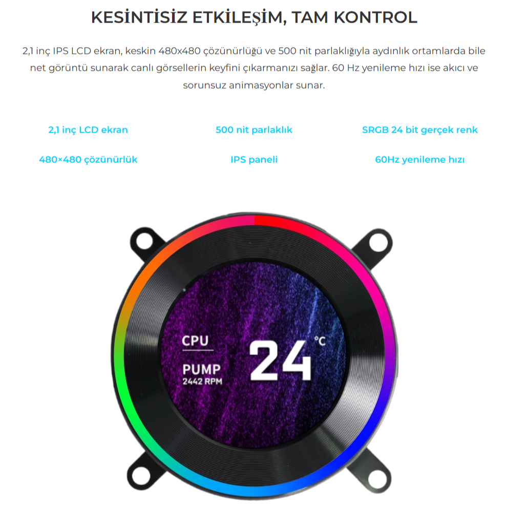 Lian Li Hydro-Shift II LCD-C 360N Siyah Fansız İşlemcı Sıvı Soğutucu