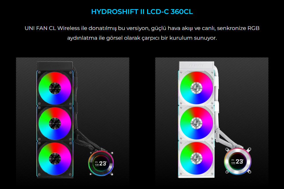 Lian Li Hydro-Shift II LCD-C 360N Siyah Fansız İşlemcı Sıvı Soğutucu