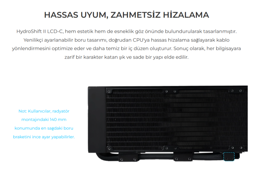 Lian Li Hydro-Shift II LCD-C 360N Siyah Fansız İşlemcı Sıvı Soğutucu