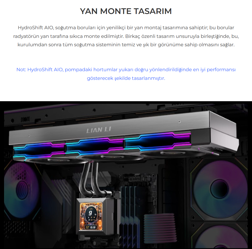 Lian Li Hydro-Shift LCD 360S Beyaz Performance Fan İşlemci Sıvı Soğutma (G89.GHSLCD36SW.00)