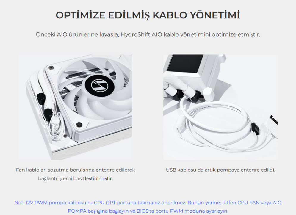 Lian Li Hydro-Shift LCD 360S Beyaz Performance Fan İşlemci Sıvı Soğutma (G89.GHSLCD36SW.00)