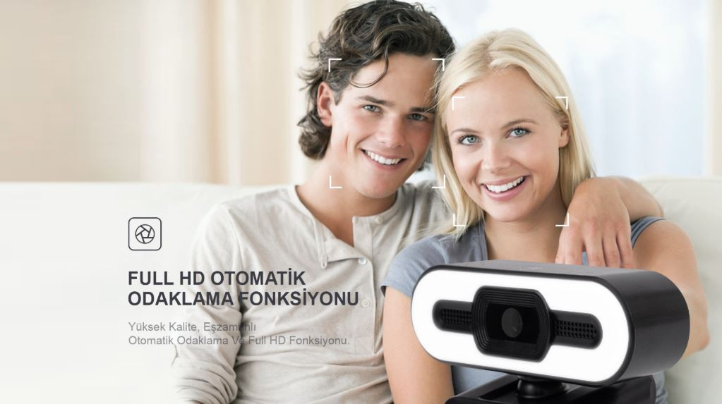Havit HV-HN24G Full HD Pro 2K Webcam Otomatik Odaklama LED Işıklı Mikrofonlu