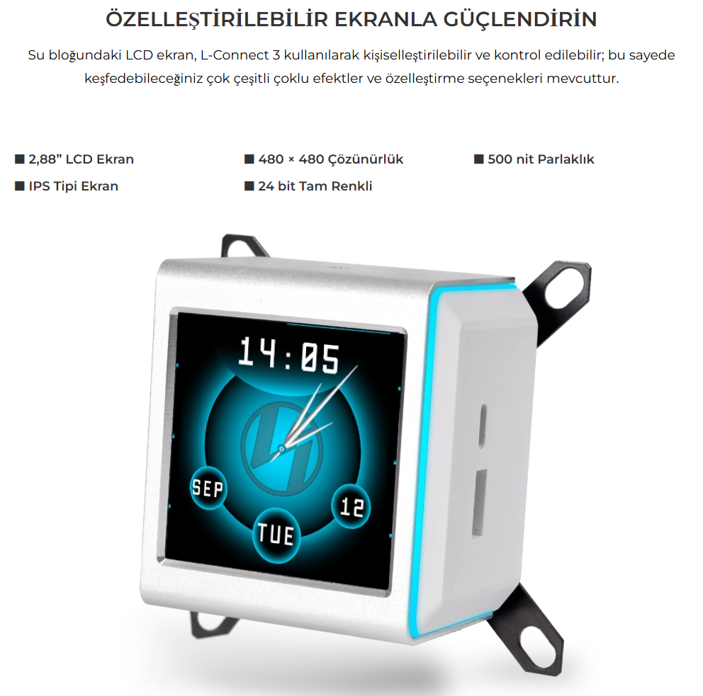 Lian Li Galahad II LCD 280mm Beyaz İşlemci Sıvı Soğutucu (GA2ALCD28TLW)