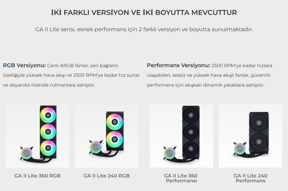 Lian Li Galahad II Lite Performance 240mm Siyah ARGB İşlemci Sıvı Soğutucu