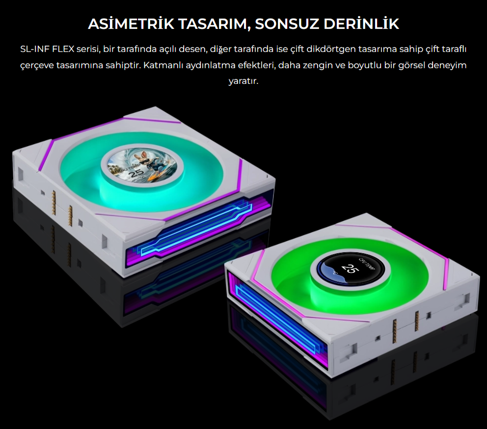 Lian Li UNI FAN SL INF LCD FLEX 3x120mm Beyaz Kasa Fanı