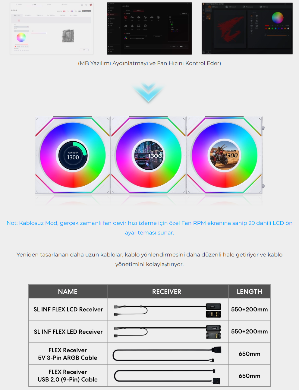 Lian Li UNI FAN SL INF LCD FLEX 3x120mm Beyaz Kasa Fanı