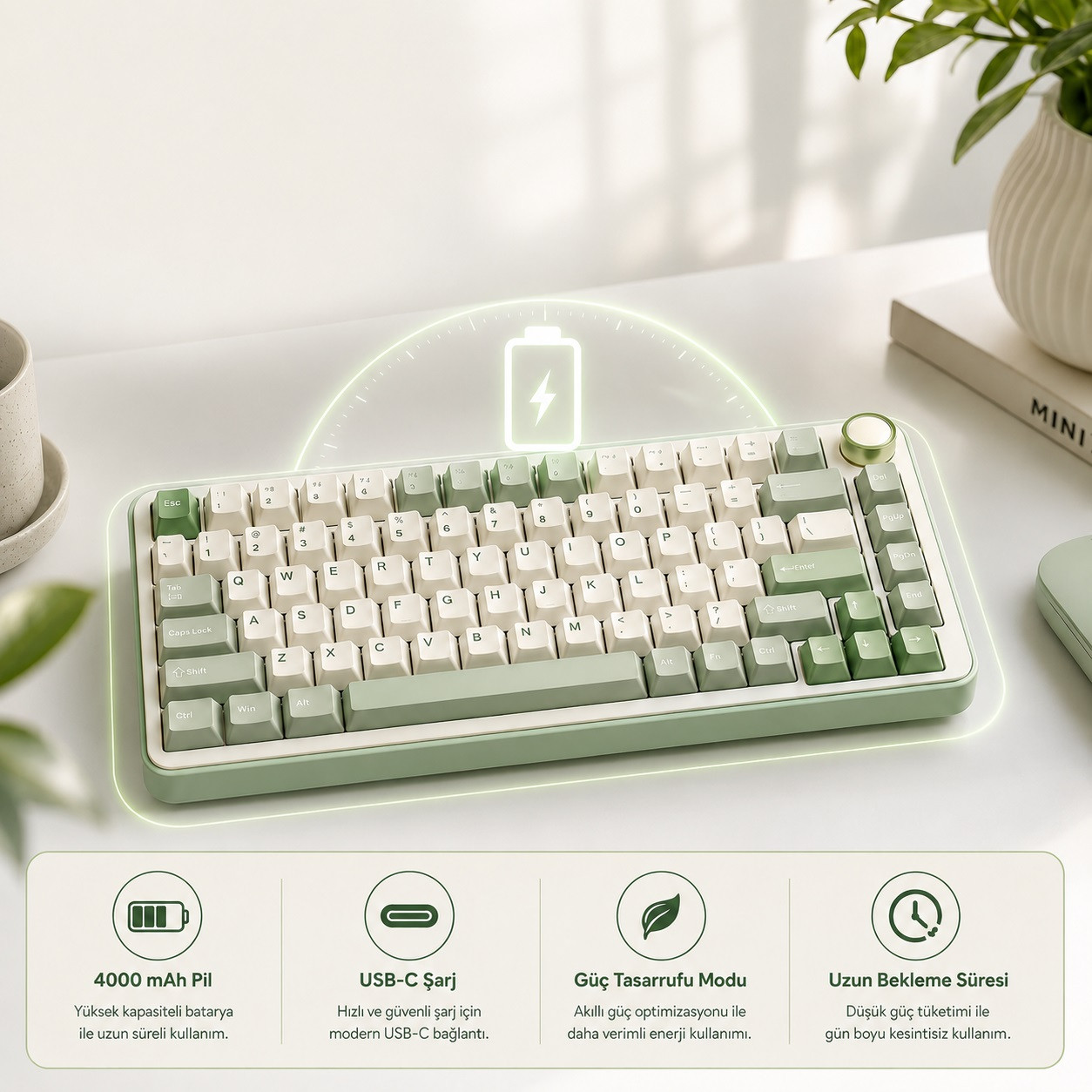 YUNZII B75 Pro Mekanik Klavye Yeşil Milk Switch