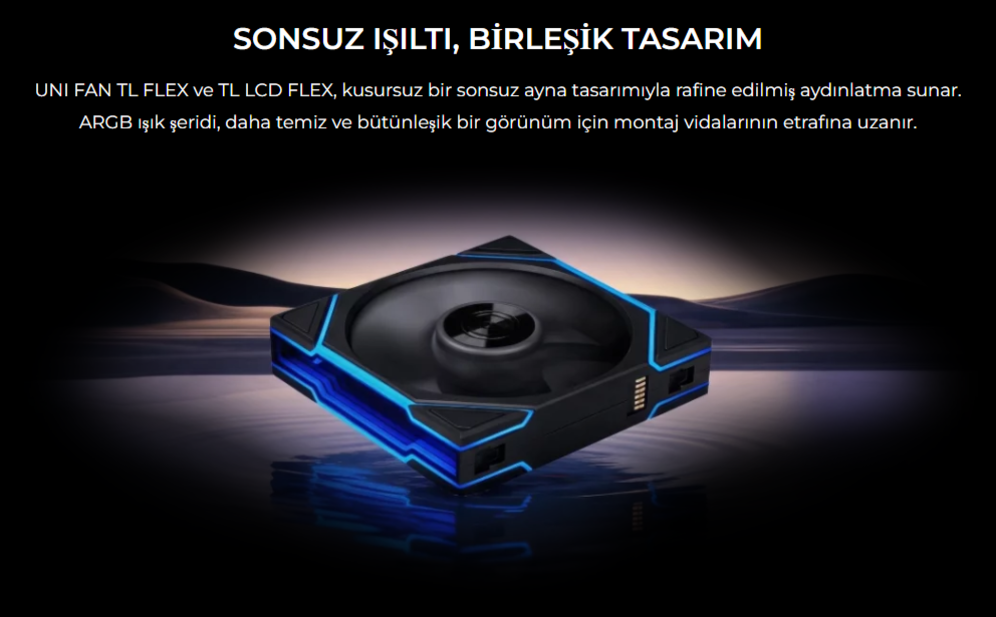 Lian Li UNI FAN Reverse TL FLEX 3x120mm Siyah Kasa Fanı 