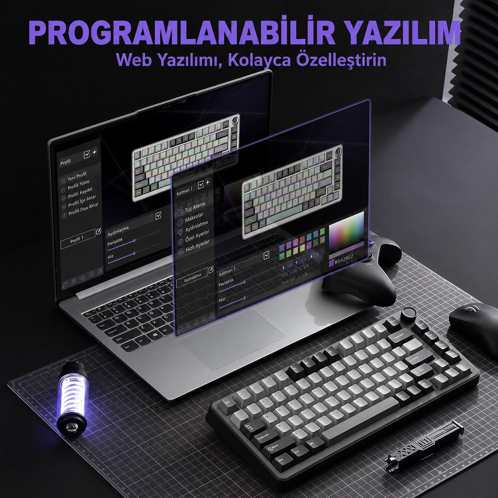 YUNZII B75 Pro Mekanik Klavye Koyu Gri Milk Switch