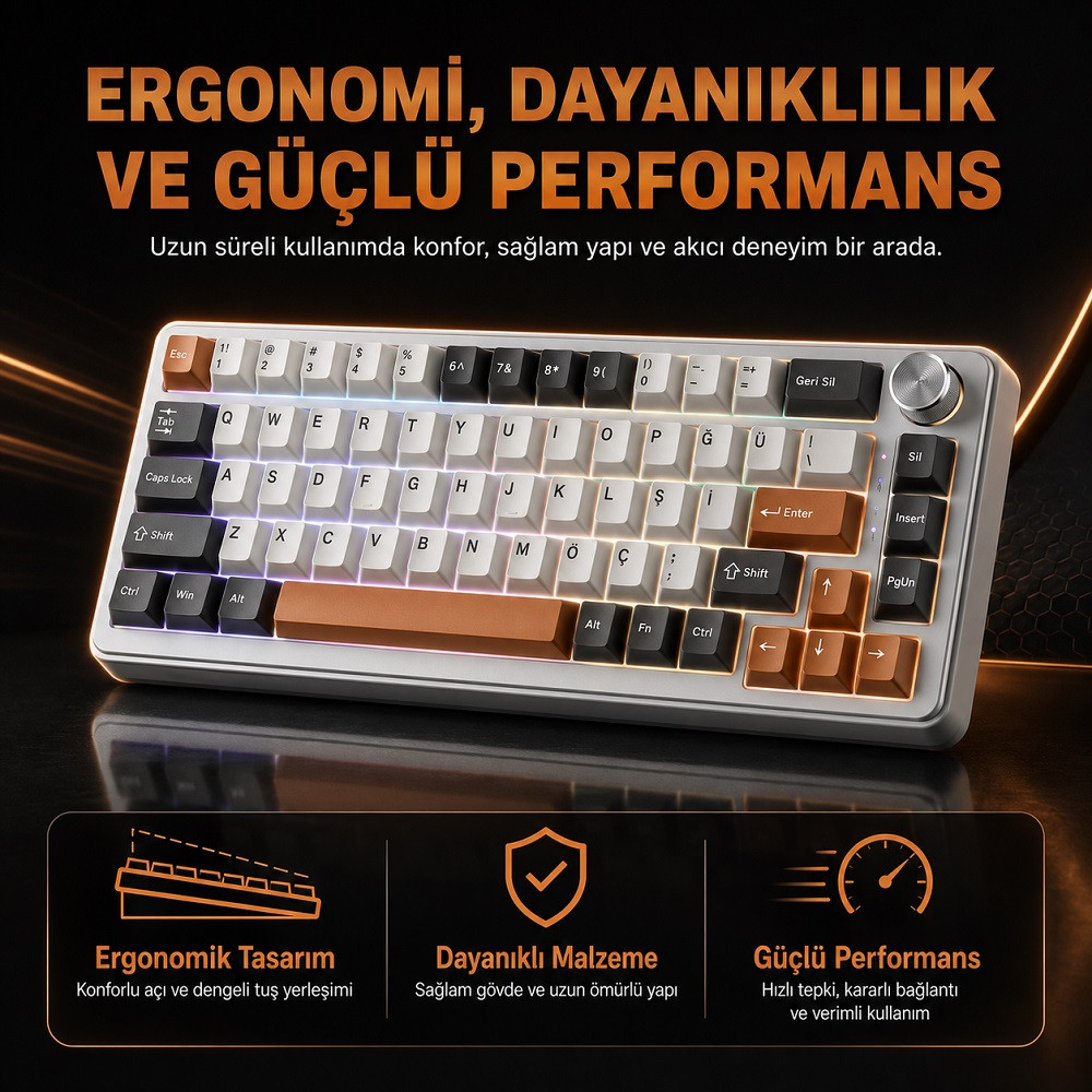 YUNZII B75 Pro Mekanik Klavye Gri Milk Switch