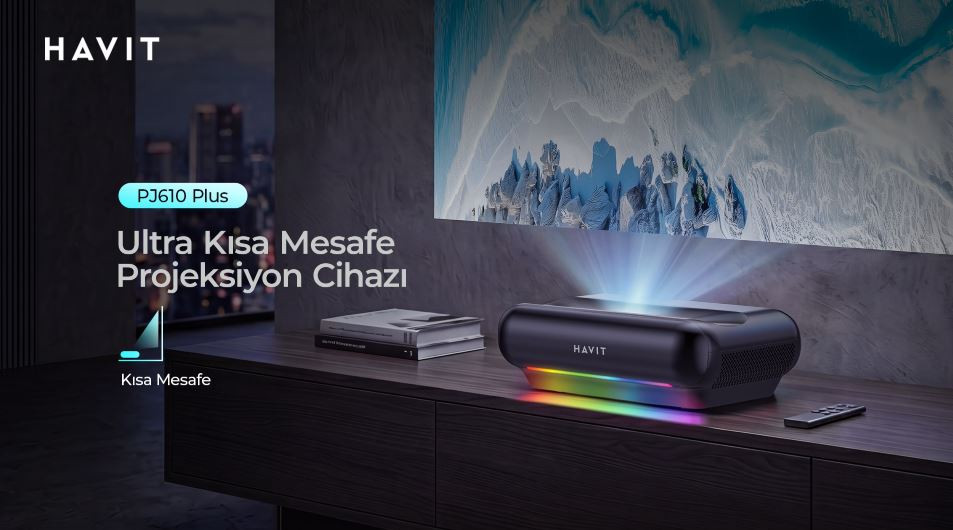 Havit PJ610 Plus Ultra Kısa Mesafe Lazer Projeksiyon Cihazı (900 ANSI / 4K Destekli / Google TV)