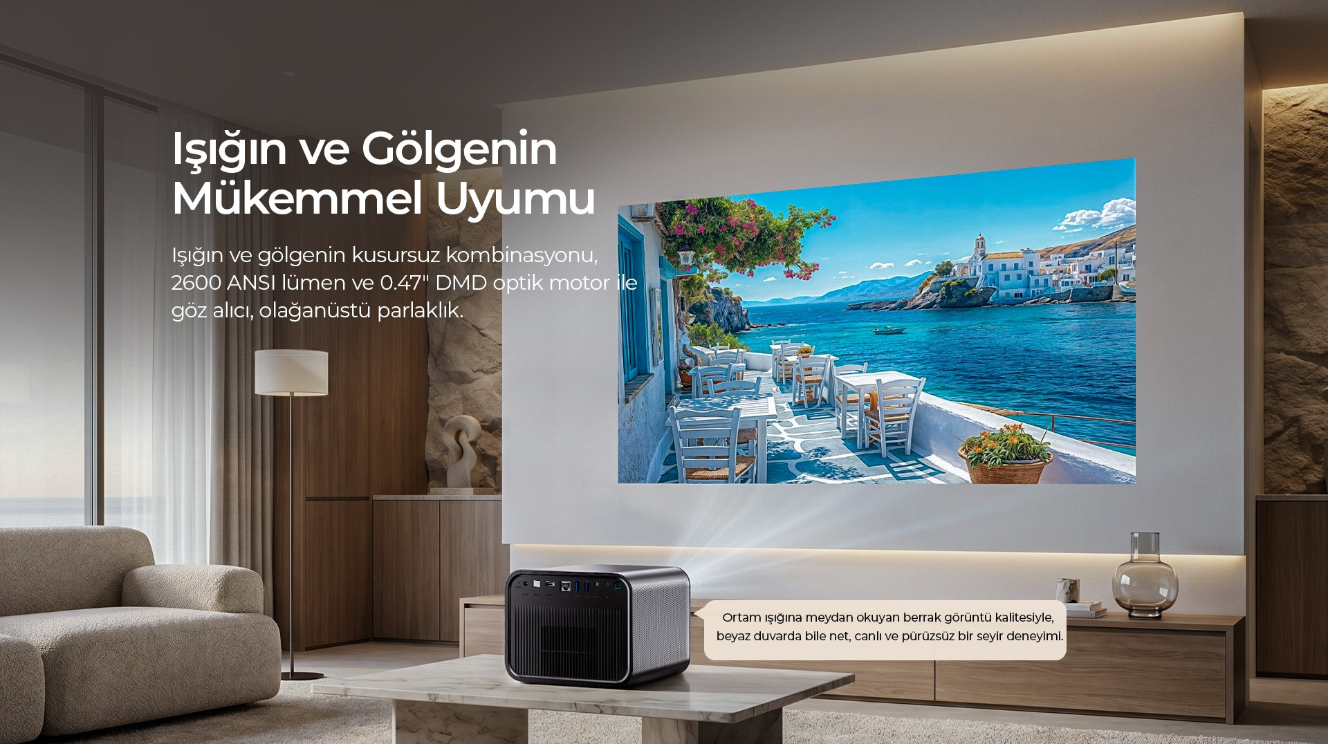 Havit PJ810 Plus DLP Akıllı Projeksiyon Ev Sinema Sistemi (4K Destekli - 20W Sinematik Ses - Google TV)