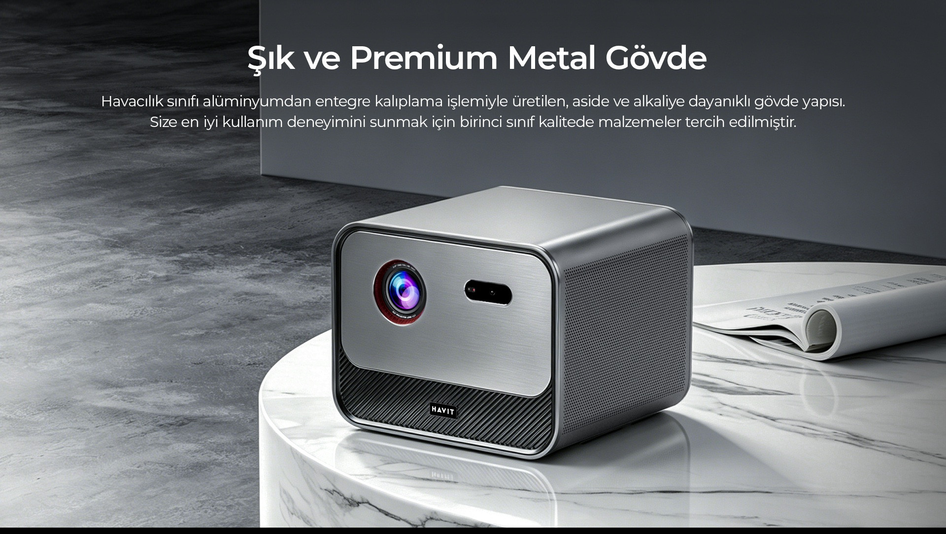 Havit PJ810 Plus DLP Akıllı Projeksiyon Ev Sinema Sistemi (4K Destekli - 20W Sinematik Ses - Google TV)