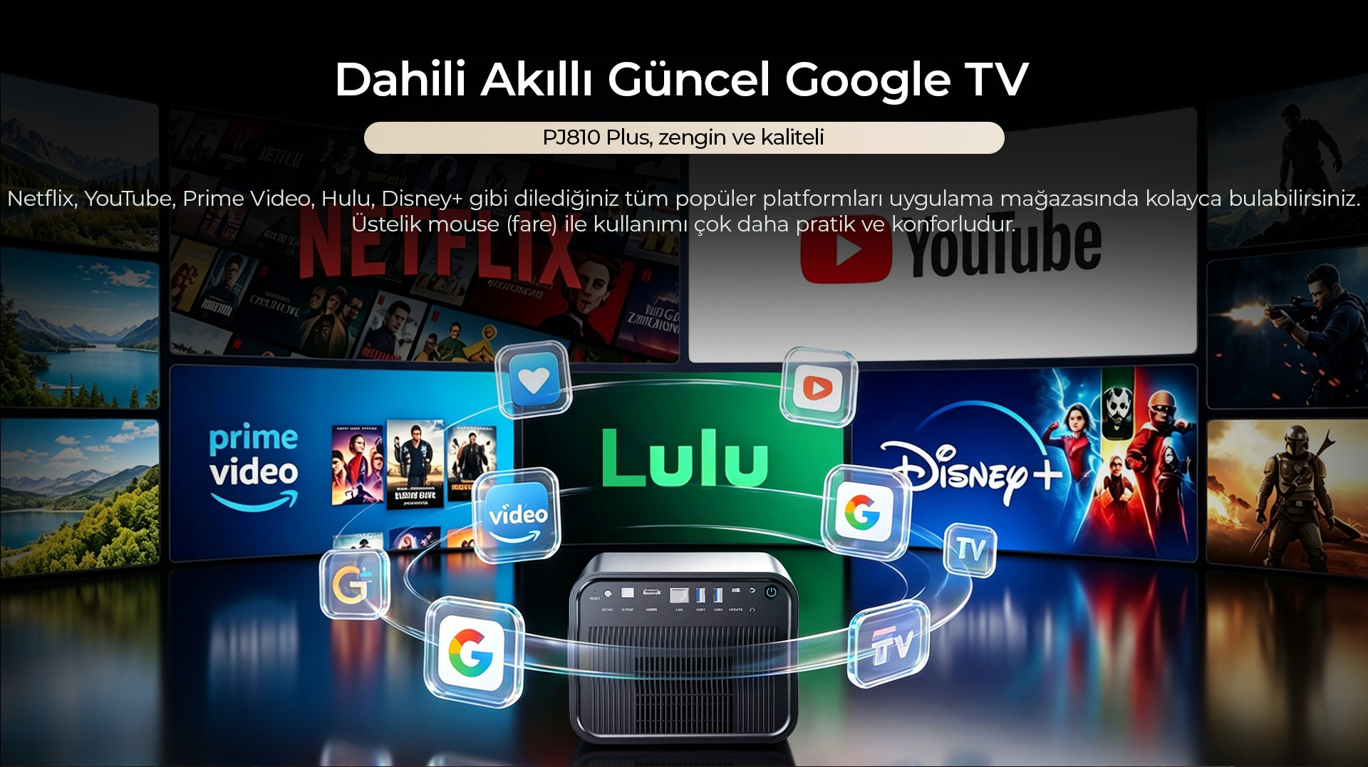 Havit PJ810 Plus DLP Akıllı Projeksiyon Ev Sinema Sistemi (4K Destekli - 20W Sinematik Ses - Google TV)