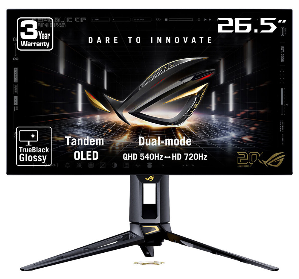 ASUS ROG Swift OLED PG27AQWP-G EDITION 20. Yıl 26.5″ 720 HD – 540Hz 2K QHD Dual-Mode 0.02ms Adaptive Sync Tandem WOLED Pivot Gaming Monitör