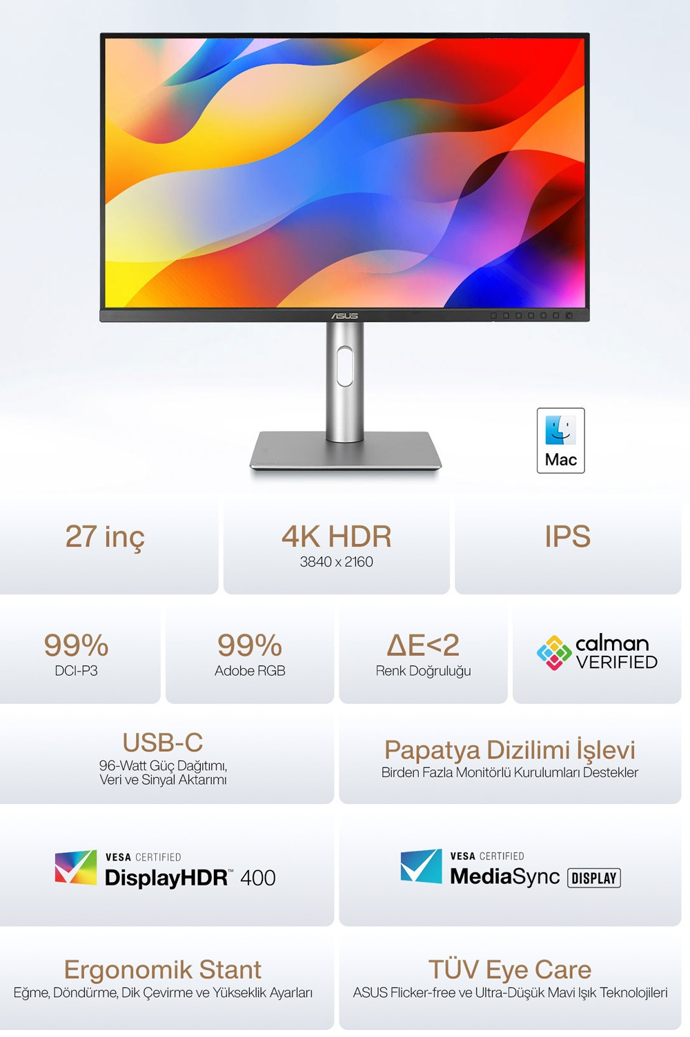 ASUS Proart PA279CRV 27″ 5ms 60Hz  Monitör