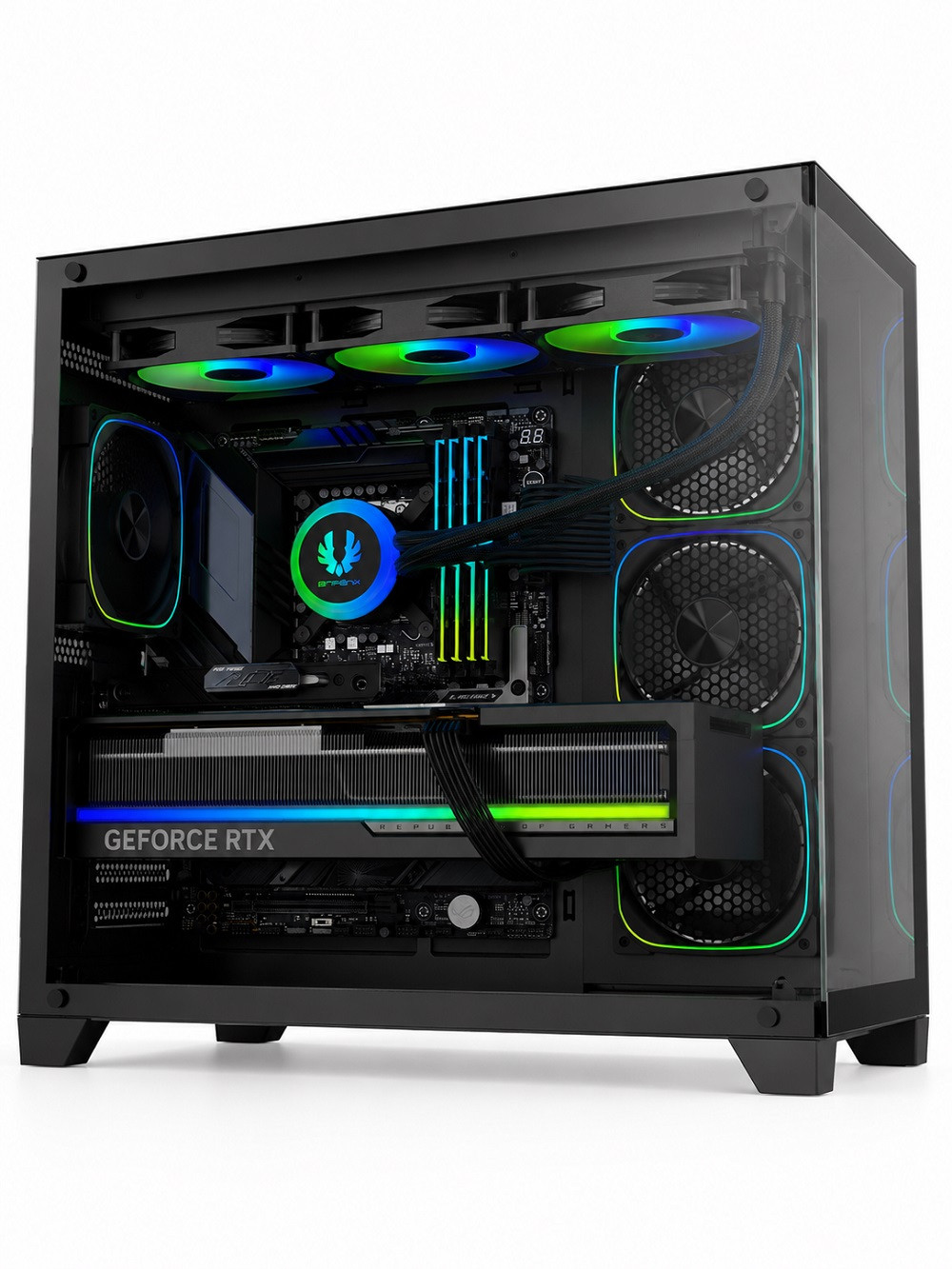 Bitfenix Polii Black 750W 80+ Bronze PSU 4x120mm FRGB Fan ATX Temperli Cam Siyah Gaming Kasa