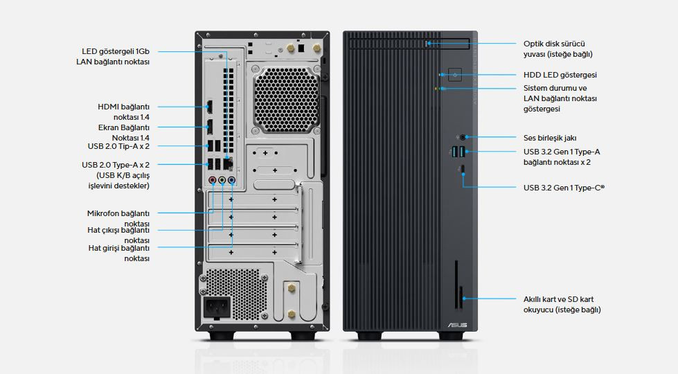ASUS P500MV-C52108512B0D CORE 5 210H 8GB 512GB SSD FREEDOS MASAÜSTÜ PC
