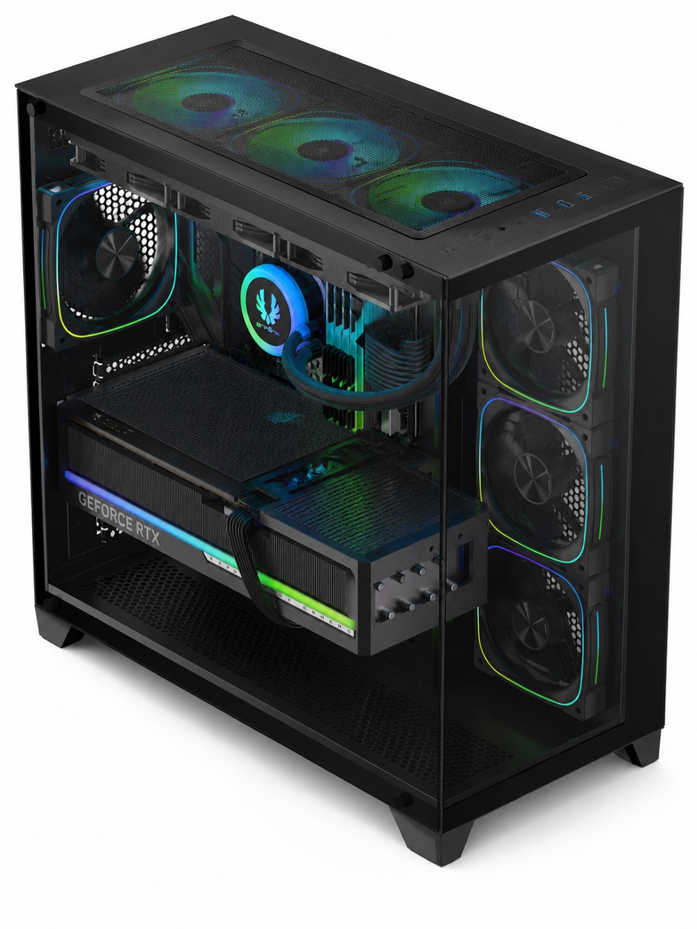 Bitfenix Polii Black 850W ATX3.1 80+ Bronze PSU 4x120mm FRGB Fan ATX Temperli Cam Siyah Gaming Kasa