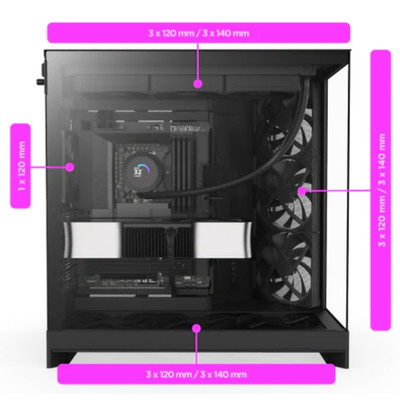 NZXT H Series H9 Flow RGB+ CM-H92FB-P1 Siyah ATX Mid Tower Gaming Kasa