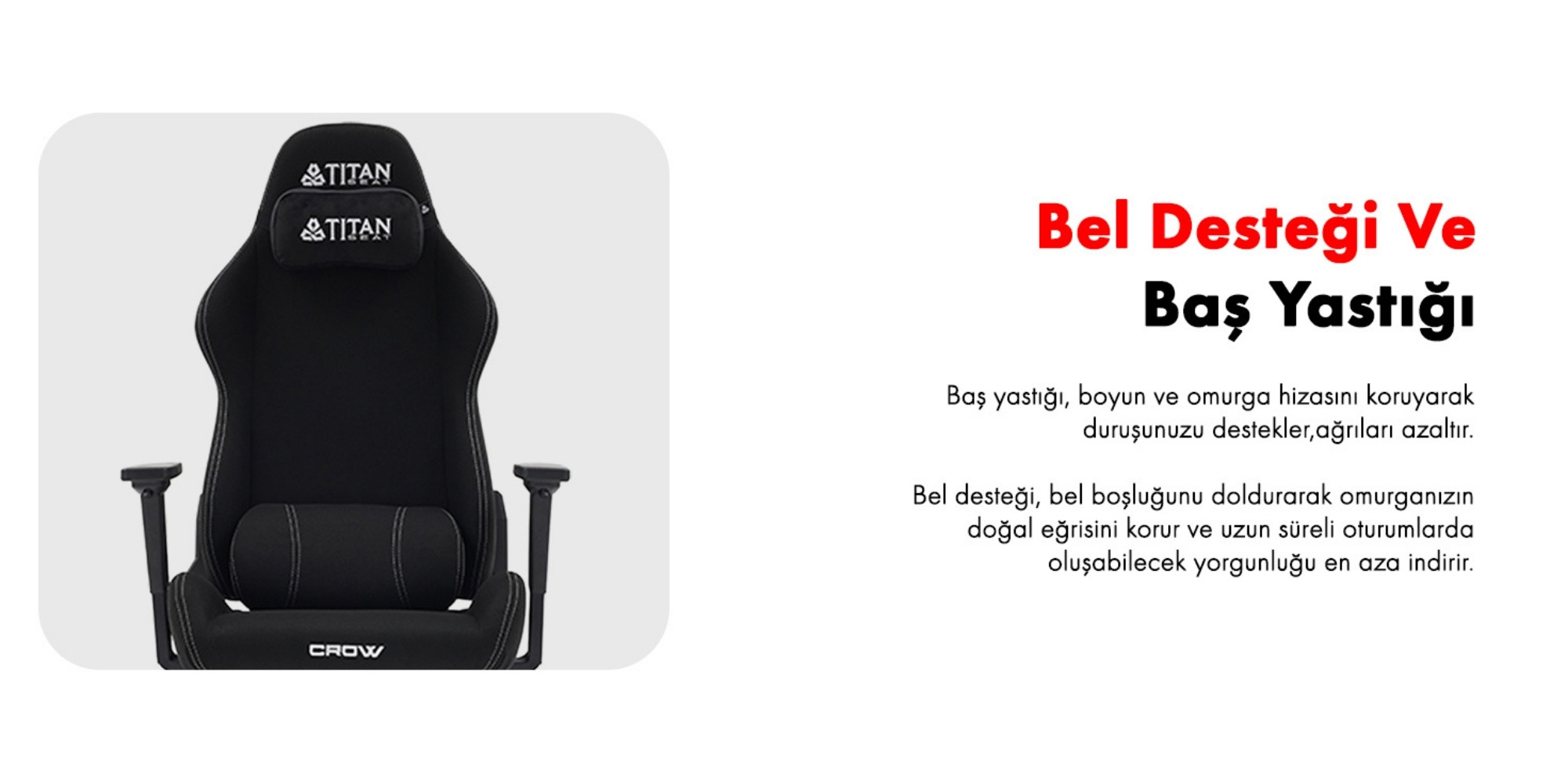 Titanseat Crow Black Kumaş Oyuncu Koltuğu