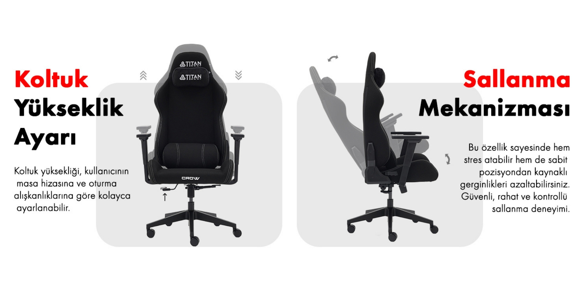 Titanseat Crow Black Kumaş Oyuncu Koltuğu