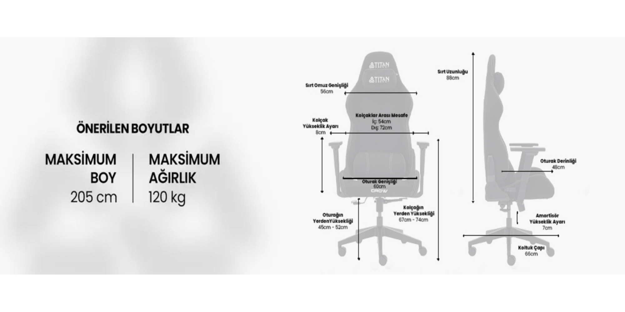 Titanseat Crow Black Kumaş Oyuncu Koltuğu