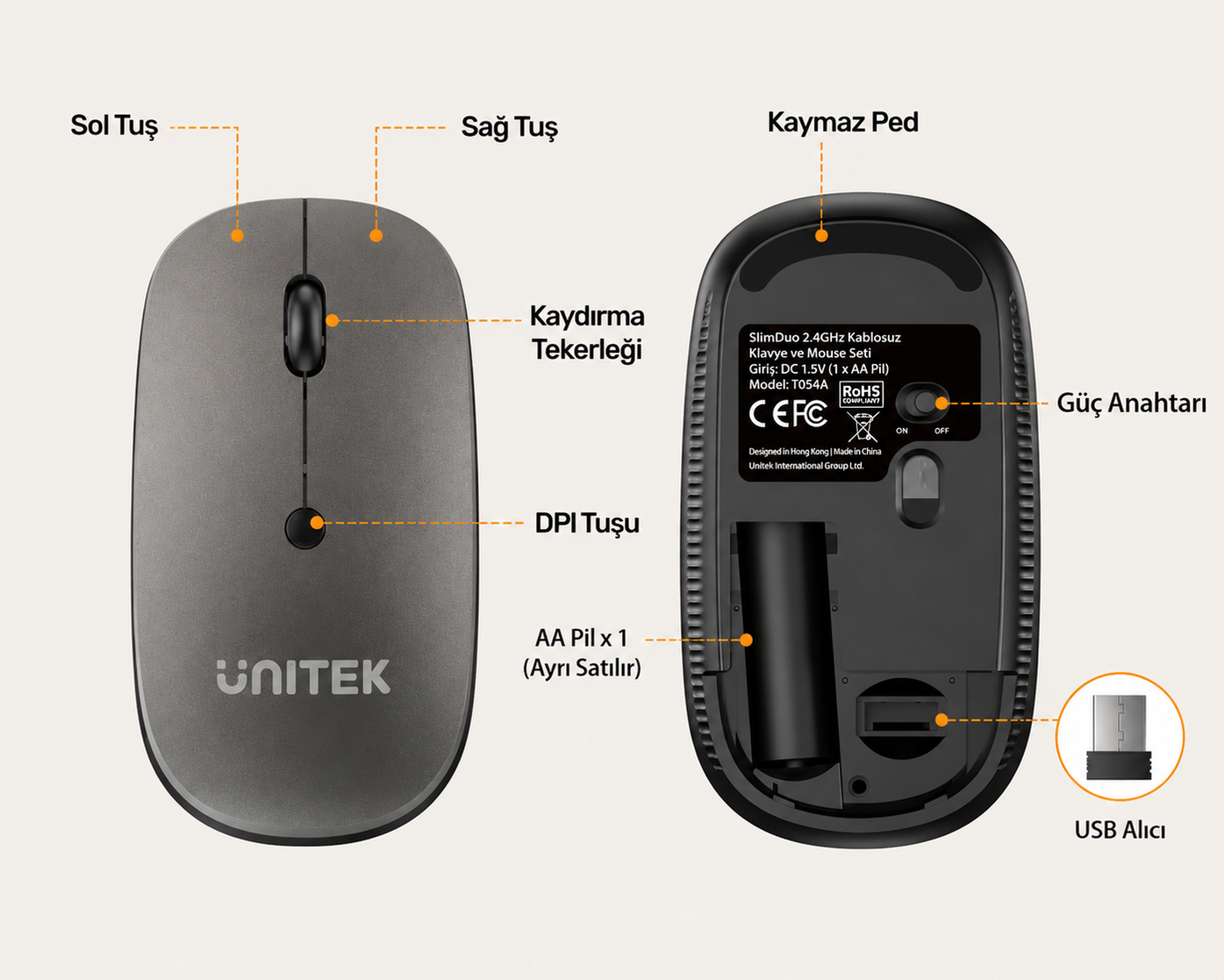 SlimDuo 2.4GHz Kablosuz Klavye Mouse Seti