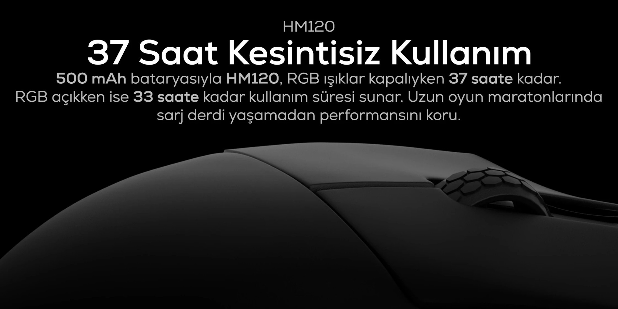 Hawk Gaming HM120 1K Hz 12500 DPI Tri-Mode Kablosuz/Bluetooth Siyah Gaming Mouse