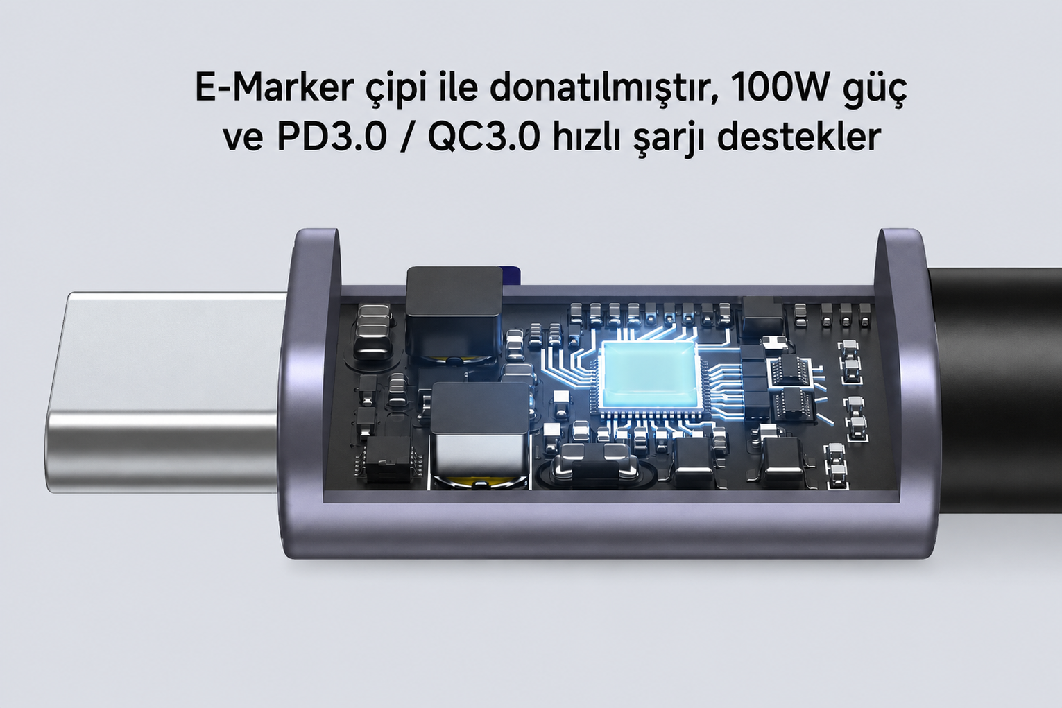 Unitek Type-C to Type-C 100W 5Mt 90 Açı Hızlı Şarj Kablosu
