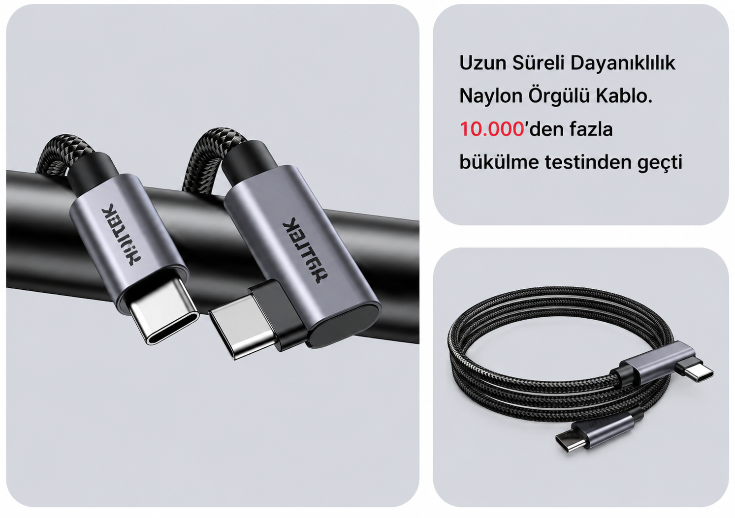 Unitek Type-C to Type-C 100W 5Mt 90 Açı Hızlı Şarj Kablosu