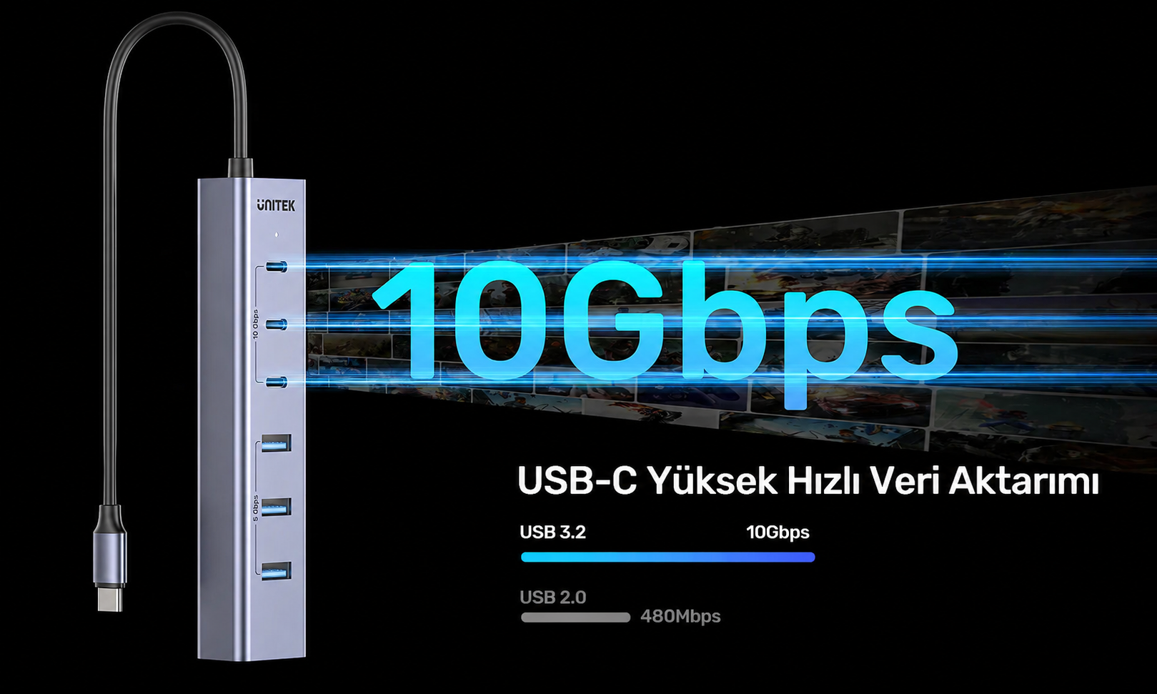 Unitek uHUB S7+ 7`si 1 arada USB-C Hub 
