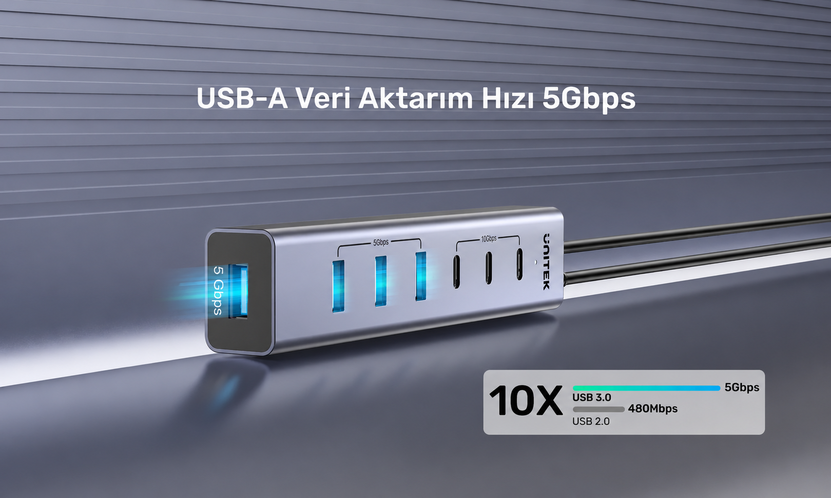 Unitek uHUB S7+ 7`si 1 arada USB-C Hub 
