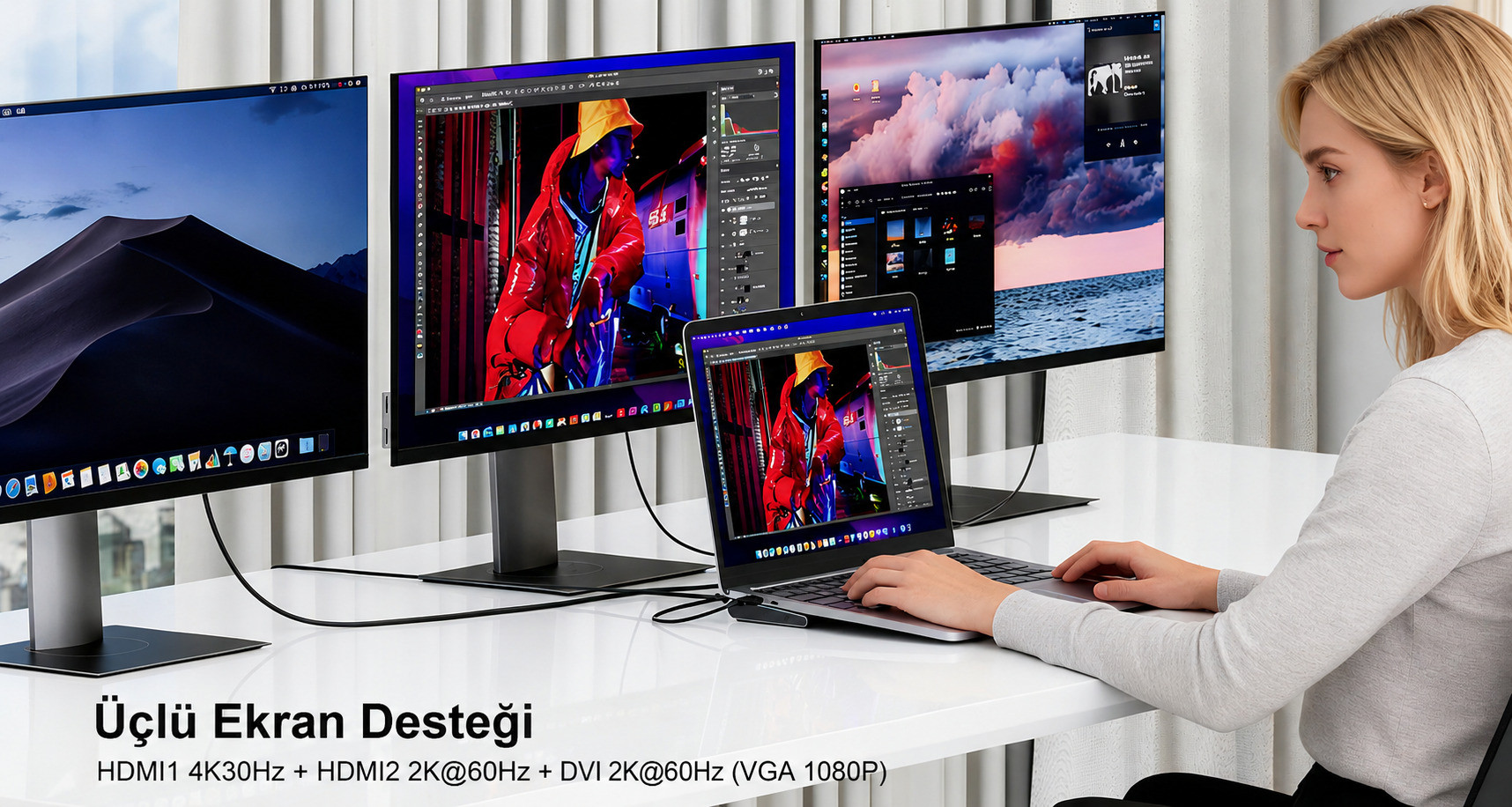 Unitek uHUB11+ USB-C DisplayLink 4K Bağlantı İstasyonu 