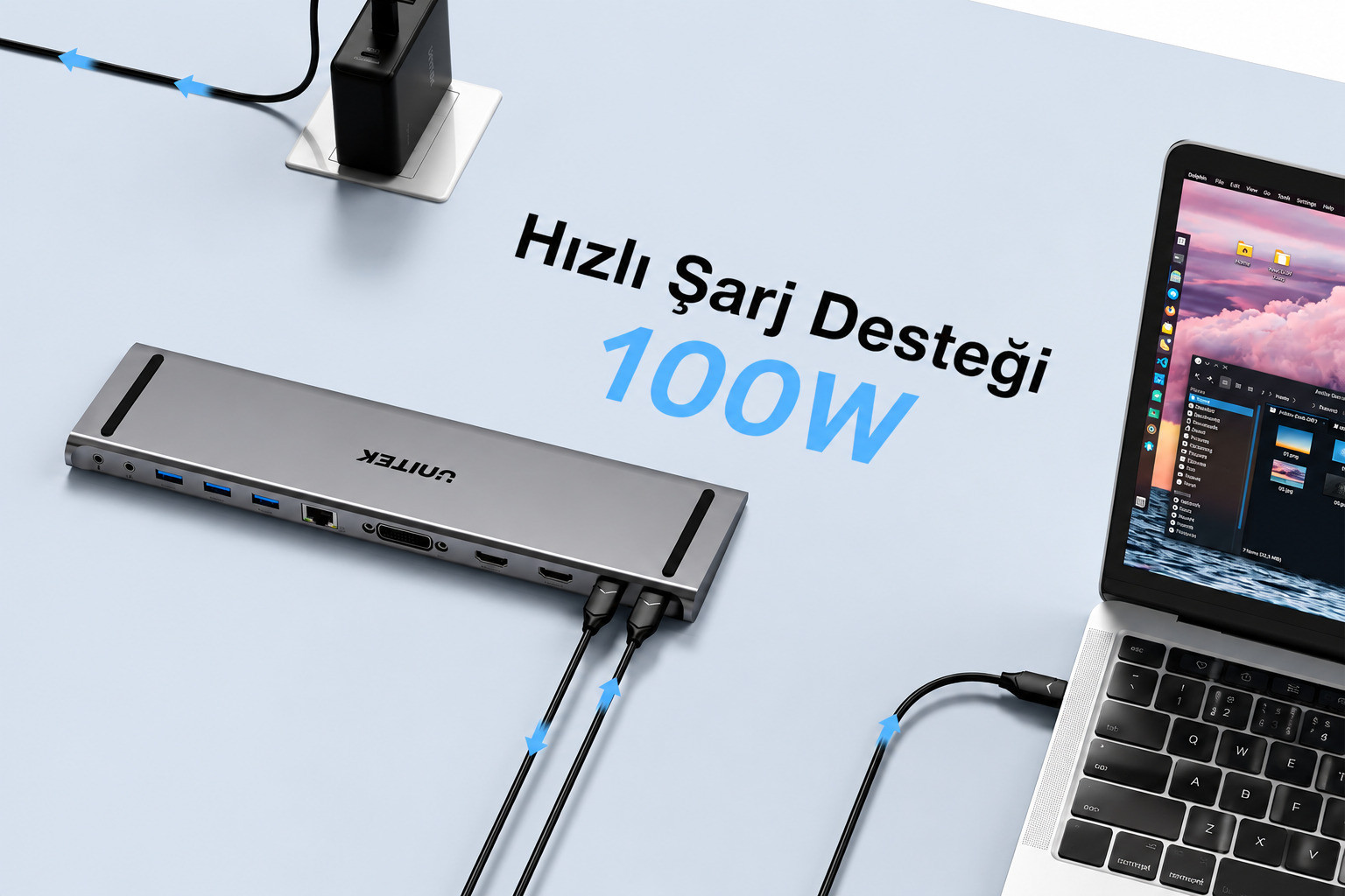 Unitek uHUB11+ USB-C DisplayLink 4K Bağlantı İstasyonu 
