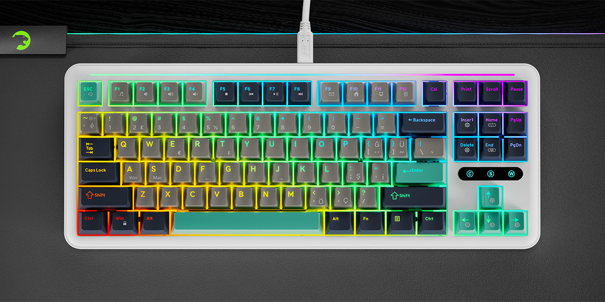 GamePower Zoom RGB Kablolu Mekanik Beyaz Gaming Klavye