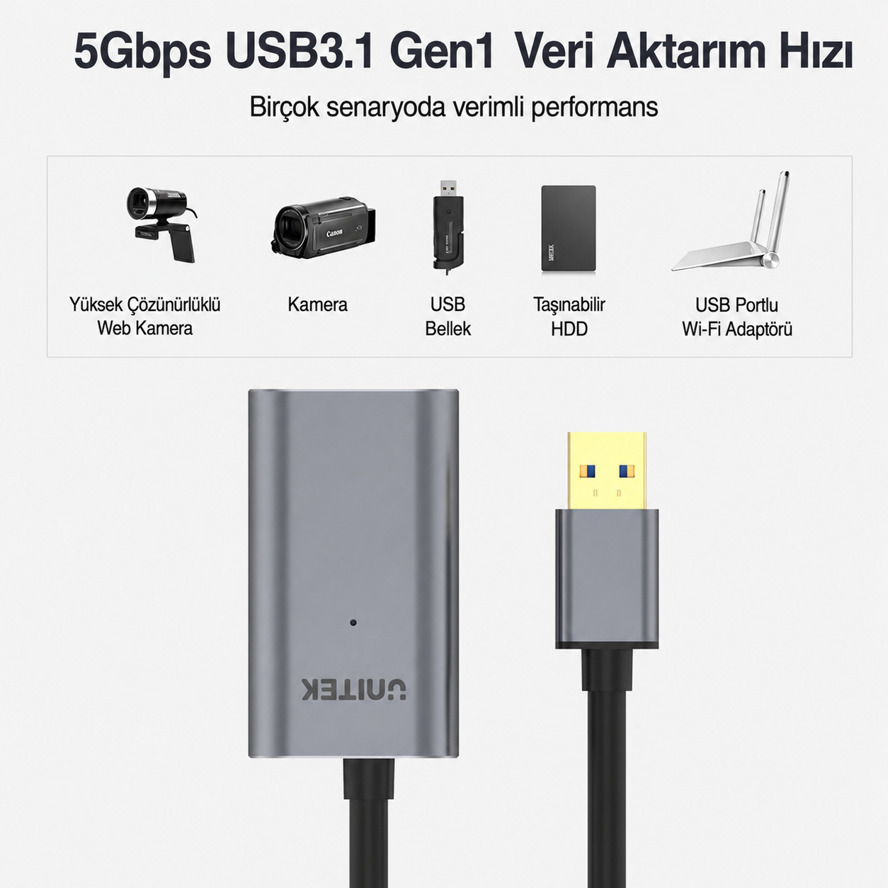 Unitek USB 3.0 Uzatma Kablosu 10Mt Y-3005