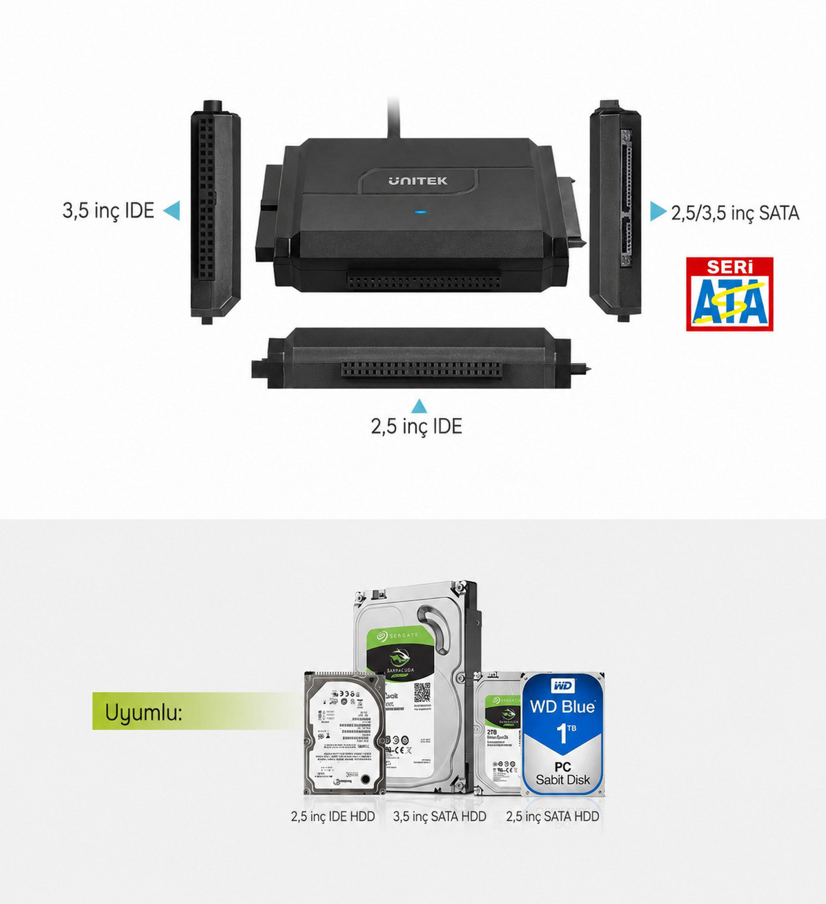 Unitek USB 3.0 to IDE/SATA II Dönüştürücü Y-3324