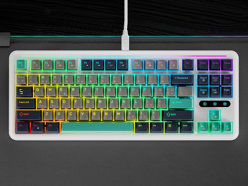 GamePower Zoom RGB Kablolu Mekanik Beyaz Gaming Klavye