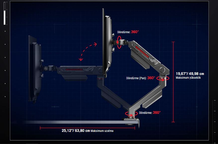 ASUS ROG Ergo AAS01R 49″ Monitör Askı Aparatı