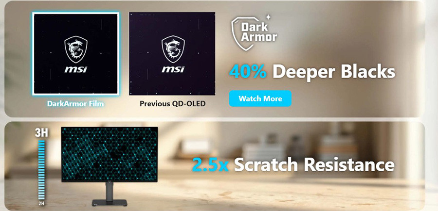 MSI PRO MAX 271UPX12G 26.5″ 120Hz 0.03ms G-Sync FreeSync Premium Pro HDR400 Pivot UHD QD-OLED Monitör