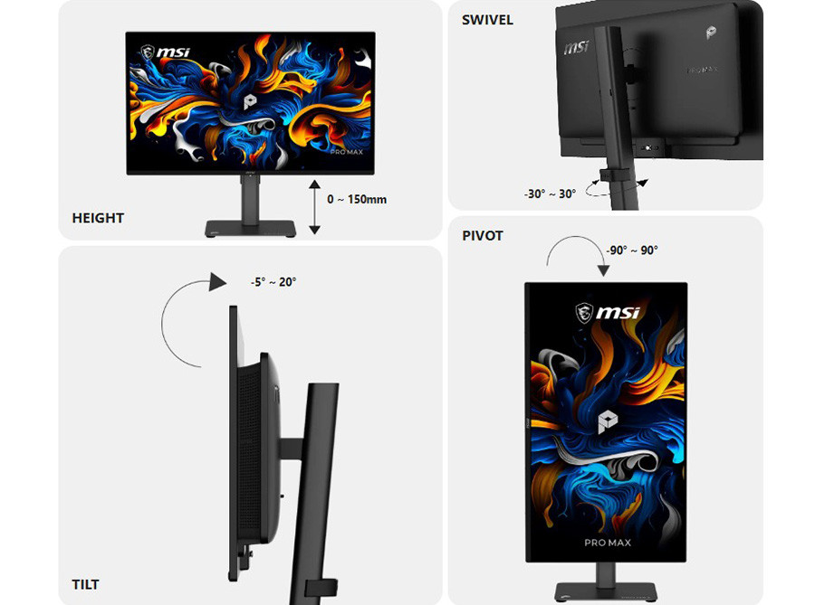 MSI PRO MAX 271UPX12G 26.5″ 120Hz 0.03ms G-Sync FreeSync Premium Pro HDR400 Pivot UHD QD-OLED Monitör
