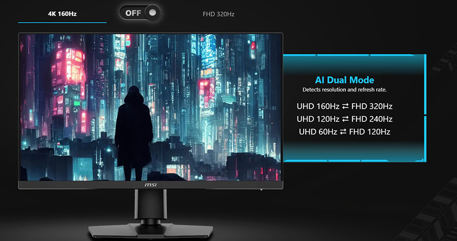 MSI MAG 272URDF E16 27″ 4K 160Hz FHD 320Hz 0.05ms FreeSync Premium HDR400 Pivot Dual Mode Rapid IPS Gaming Monitör