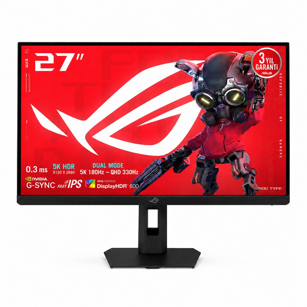 ASUS ROG Strix XG27JCG 27″ 0.3ms 5K 180Hz / 2K 330Hz Dual Mode Adaptive Sync Fast IPS Pivot Gaming Monitör