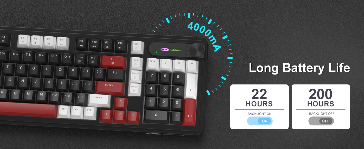 MageGee GK960 Tri-Mode RGB Membran Siyah-Bordo Gaming Klavye