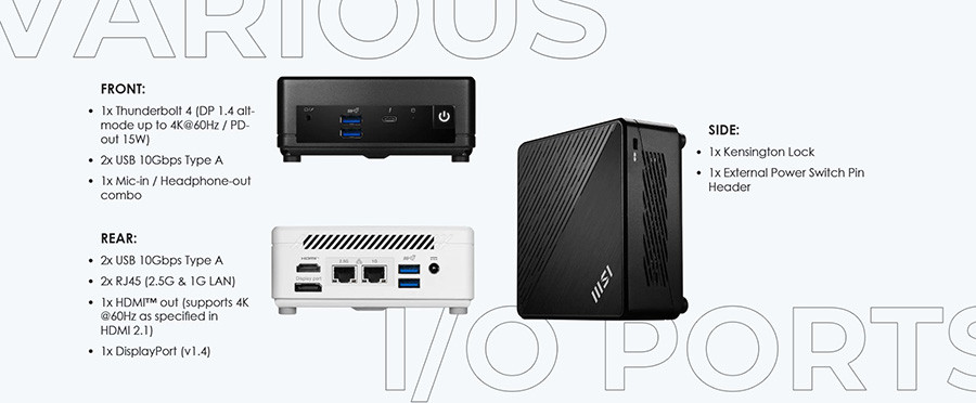 MSI CUBI 5 1M-495EU Core 7 150U 16GB DDR5 1TB SSD W11PRO Siyah Mini TD PC