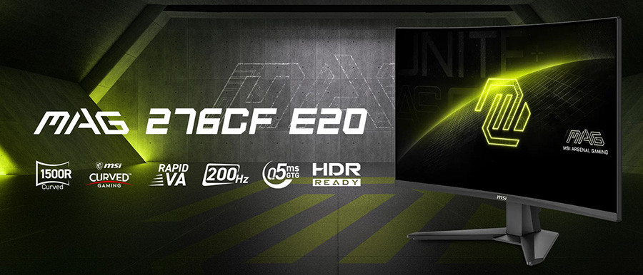 MSI 27″ MAG 276CF E20 1920x1080 (FHD) 16:9 Curve 1500R Rapid VA 200Hz 0.5ms FreeSync Gaming Monitör