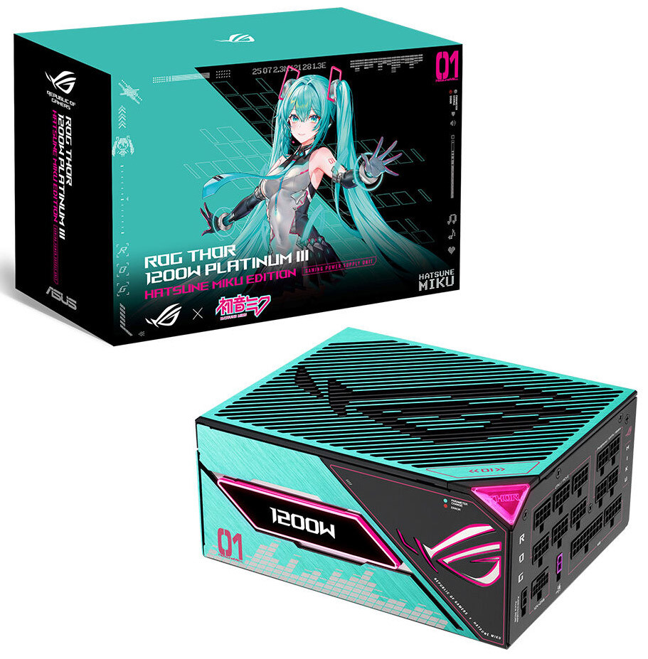 ASUS ROG-THOR-1200P3-MIKU 1200W 80+ Platinum 135mm Full Modüler Gaming Güç Kaynağı